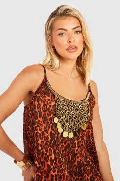Robe De Plage Léopard à Perles -BOOHO Kleidung Magasin gzz46329 leopard xl 3