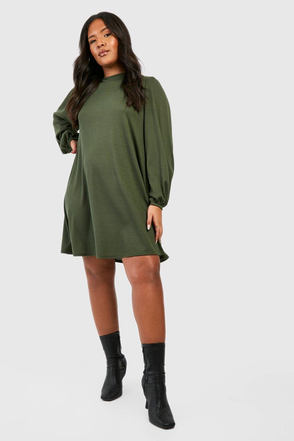 Grande Taille - Robe Droite Côtelée 3 Grande Taille - Robe Droite Côtelée