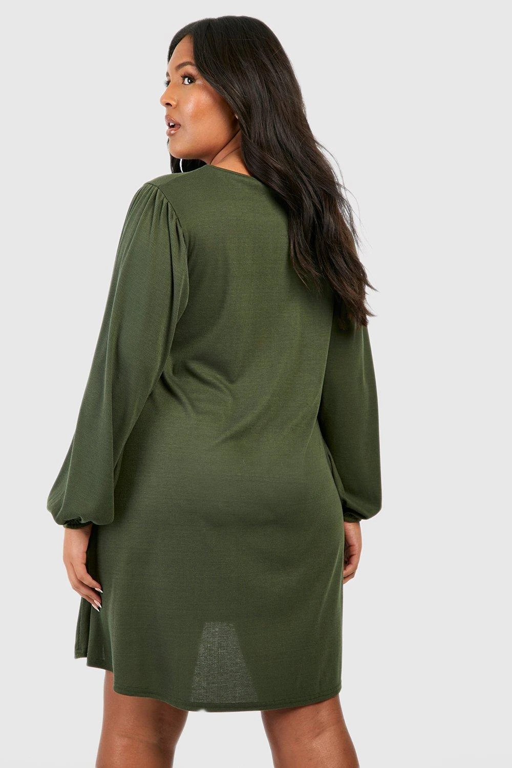 Grande Taille - Robe Droite Côtelée 4 Grande Taille - Robe Droite Côtelée – Image 2