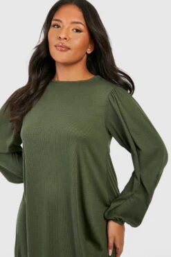 Grande Taille - Robe Droite Côtelée 9 Grande Taille - Robe Droite Côtelée -BOOHO Kleidung Magasin gzz46510 khaki xl 3