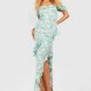 Tall - Robe Longue Fleurie En Crochet -BOOHO Kleidung Magasin gzz46551 green xl