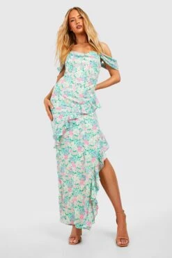 Tall - Robe Longue Fleurie En Crochet -BOOHO Kleidung Magasin gzz46551 green xl 2