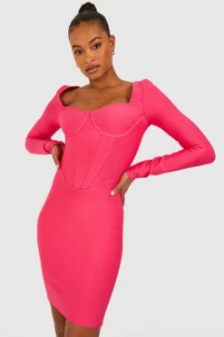 Tall - Robe Courte à Manches Longues -BOOHO Kleidung Magasin gzz46573 pink xl 2