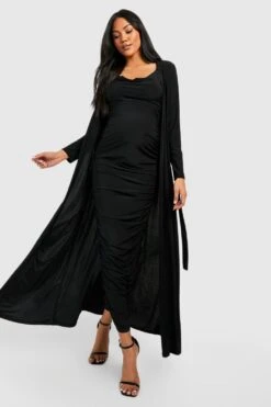 Maternité - Ensemble De Grossesse Avec Robe Et Pardessus -BOOHO Kleidung Magasin gzz46604 black xl 2