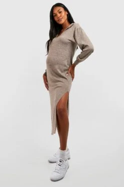 Maternité - Robe De Grossesse Mi-longue -BOOHO Kleidung Magasin gzz46607 oatmeal xl 2