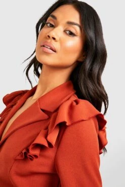 Robe Blazer à Manches Volantées -BOOHO Kleidung Magasin gzz46691 rust xl 3