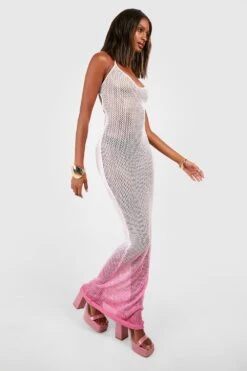 Robe Longue Dos Nu En Crochet -BOOHO Kleidung Magasin gzz46705 hot20pink xl 2