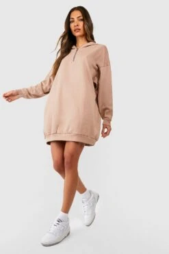 Robe Sweat Oversize à Col Zippé -BOOHO Kleidung Magasin gzz46820 stone xl 2