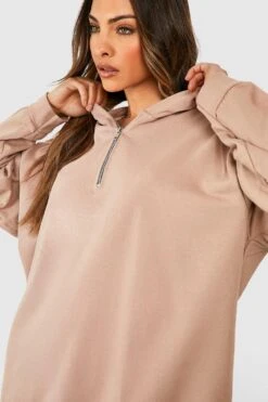 Robe Sweat Oversize à Col Zippé -BOOHO Kleidung Magasin gzz46820 stone xl 3