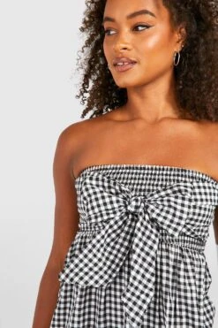 Tall - Robe Longue Nouée à Imprimé Vichy -BOOHO Kleidung Magasin gzz46840 black xl 3