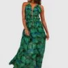 Tall - Robe Longue à Décolleté Plongeant Et Imprimé Palmier -BOOHO Kleidung Magasin gzz46856 leaf20green xl