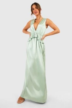 Robe Demoiselle D'honneur Satinée à Volants