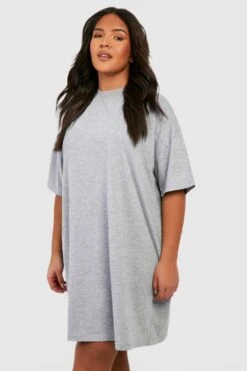 Grande Taille - Robe T-shirt Oversize En Coton -BOOHO Kleidung Magasin gzz46936 grey20marl xl 2