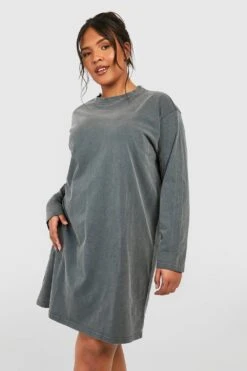 Grande Taille - Robe T-shirt En Coton à Manches Longues