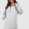 Grande Taille - Robe Sweat à Col Zippé -BOOHO Kleidung Magasin gzz46940 ash20grey xl