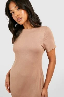 Petite - Robe T-shirt Fendue -BOOHO Kleidung Magasin gzz46973 camel xl 3
