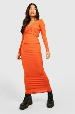 Petite - Robe Longue Côtelée à Découpes 8 Petite - Robe Longue Côtelée à Découpes -BOOHO Kleidung Magasin gzz46988 orange xl 2