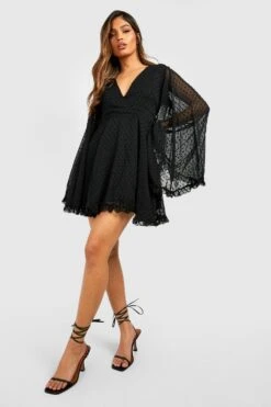 Robe Patineuse à Manches évasées En Mousseline De Soie 8 Robe Patineuse à Manches évasées En Mousseline De Soie -BOOHO Kleidung Magasin gzz47001 black xl 2