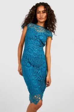 Robe Mi-longue En Dentelle à Mancherons -BOOHO Kleidung Magasin gzz47006 teal xl 2