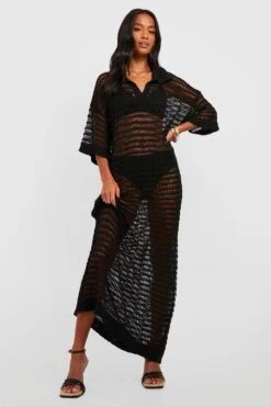 Petite - Robe Longue En Crochet -BOOHO Kleidung Magasin gzz47018 black xl 2