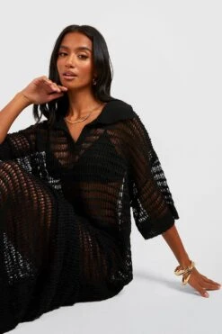 Petite - Robe Longue En Crochet -BOOHO Kleidung Magasin gzz47018 black xl 3