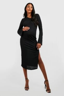 Maternité - Robe De Grossesse Mi-longue Côtelée Asymétrique -BOOHO Kleidung Magasin gzz47040 black xl 2