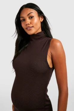 Maternité - Robe De Grossesse Longue à Col Roulé -BOOHO Kleidung Magasin gzz47041 chocolate xl 3
