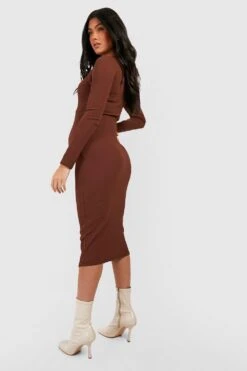 Maternité - Robe De Grossesse Texturée -BOOHO Kleidung Magasin gzz47044 chocolate xl 1