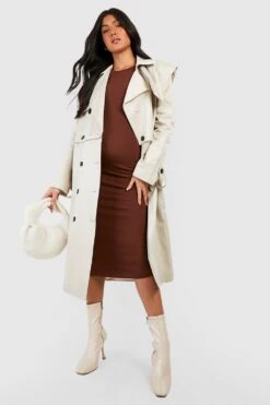 Maternité - Robe De Grossesse Texturée -BOOHO Kleidung Magasin gzz47044 chocolate xl 2