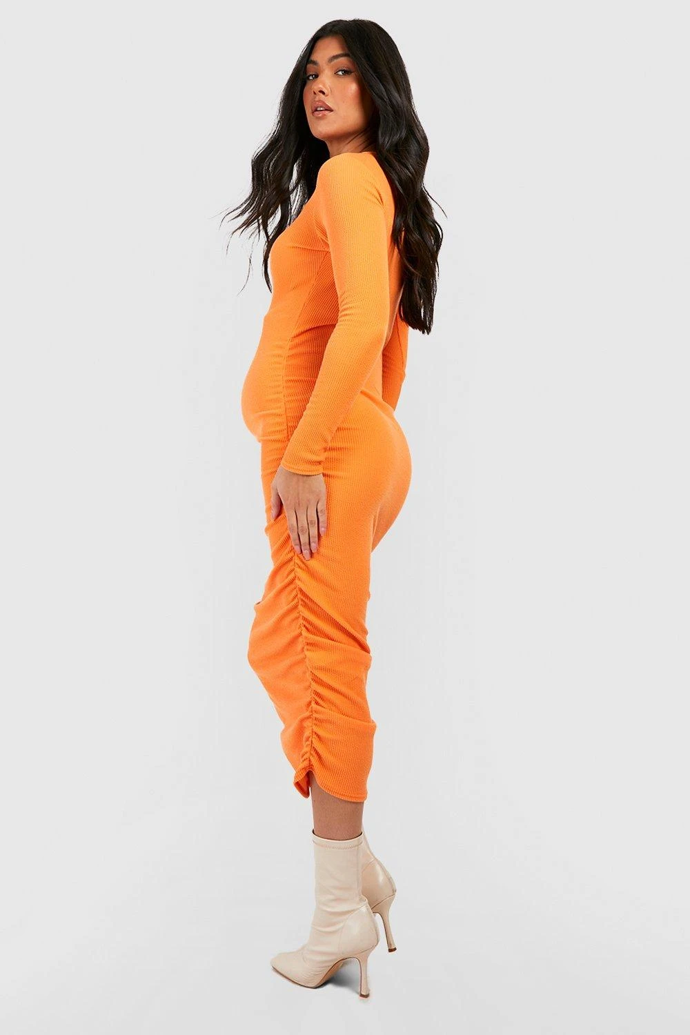 Maternité - Robe De Grossesse Froncée Texturée 4 Maternité - Robe De Grossesse Froncée Texturée – Image 2