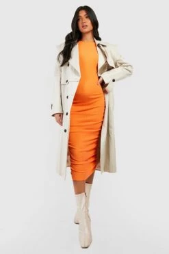 Maternité - Robe De Grossesse Froncée Texturée 8 Maternité - Robe De Grossesse Froncée Texturée -BOOHO Kleidung Magasin gzz47045 orange xl 2