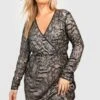Grande Taille - Robe Portefeuille Pailletée Bicolore -BOOHO Kleidung Magasin gzz47113 black xl