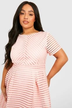 Grande Taille - Robe Mi-longue Ample Texturée 9 Grande Taille - Robe Mi-longue Ample Texturée -BOOHO Kleidung Magasin gzz47115 blush xl 3