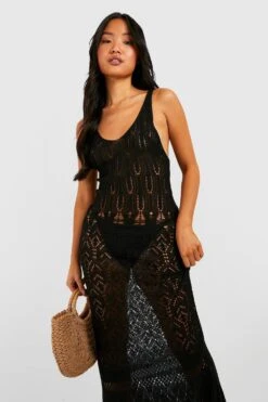 Petite - Robe De Plage En Crochet à Col V -BOOHO Kleidung Magasin gzz47134 black xl 2