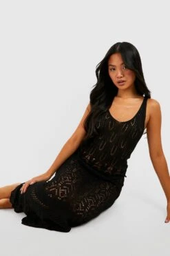 Petite - Robe De Plage En Crochet à Col V -BOOHO Kleidung Magasin gzz47134 black xl 3