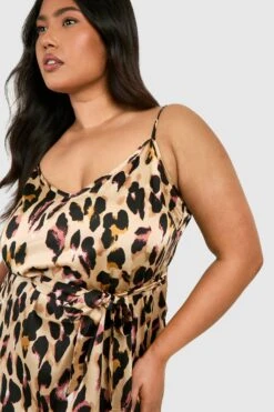 Grande Taille - Robe Mi-longue à Imprimé Léopard -BOOHO Kleidung Magasin gzz47140 brown xl 3