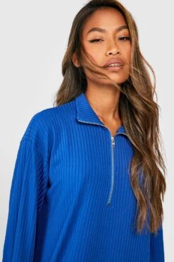 Robe Pull Mi-longue Côtelée Fendue -BOOHO Kleidung Magasin gzz47219 cobalt xl 3