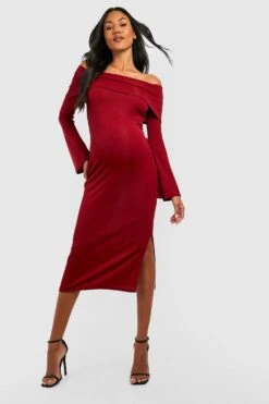 Maternité - Robe De Grossesse à Col Bateau Et Manches évasées 8 Maternité - Robe De Grossesse à Col Bateau Et Manches évasées -BOOHO Kleidung Magasin gzz47245 cerise xl 2