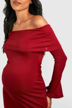 Maternité - Robe De Grossesse à Col Bateau Et Manches évasées 9 Maternité - Robe De Grossesse à Col Bateau Et Manches évasées -BOOHO Kleidung Magasin gzz47245 cerise xl 3