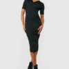 Tall - Robe Mi-longue Côtelée Fendue -BOOHO Kleidung Magasin gzz47280 black xl