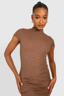 Tall - Robe Cape Courte Côtelée -BOOHO Kleidung Magasin gzz47283 chocolate xl 3