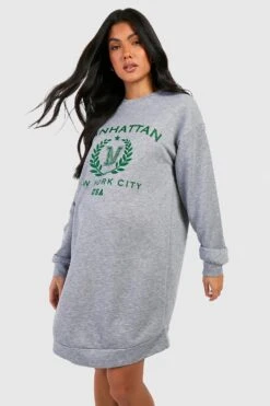 Maternité - Robe Sweat De Grossesse à Slogan Manhattan -BOOHO Kleidung Magasin gzz47299 grey20marl xl 3