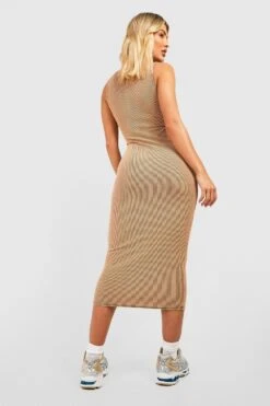 Robe Bicolore Côtelée à Col Montant -BOOHO Kleidung Magasin gzz47347 camel xl 1