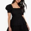 Petite - Robe Dos Nu En Coton à Volants -BOOHO Kleidung Magasin gzz47547 black xl