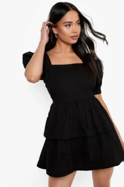 Petite - Robe Dos Nu En Coton à Volants 9 Petite - Robe Dos Nu En Coton à Volants -BOOHO Kleidung Magasin gzz47547 black xl 3