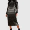 Tall - Robe Mi-longue à Col Roulé Et Rayures -BOOHO Kleidung Magasin gzz47927 black xl