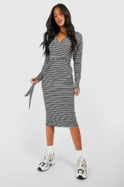 Tall - Robe Mi-longue Côtelée à Ceinture