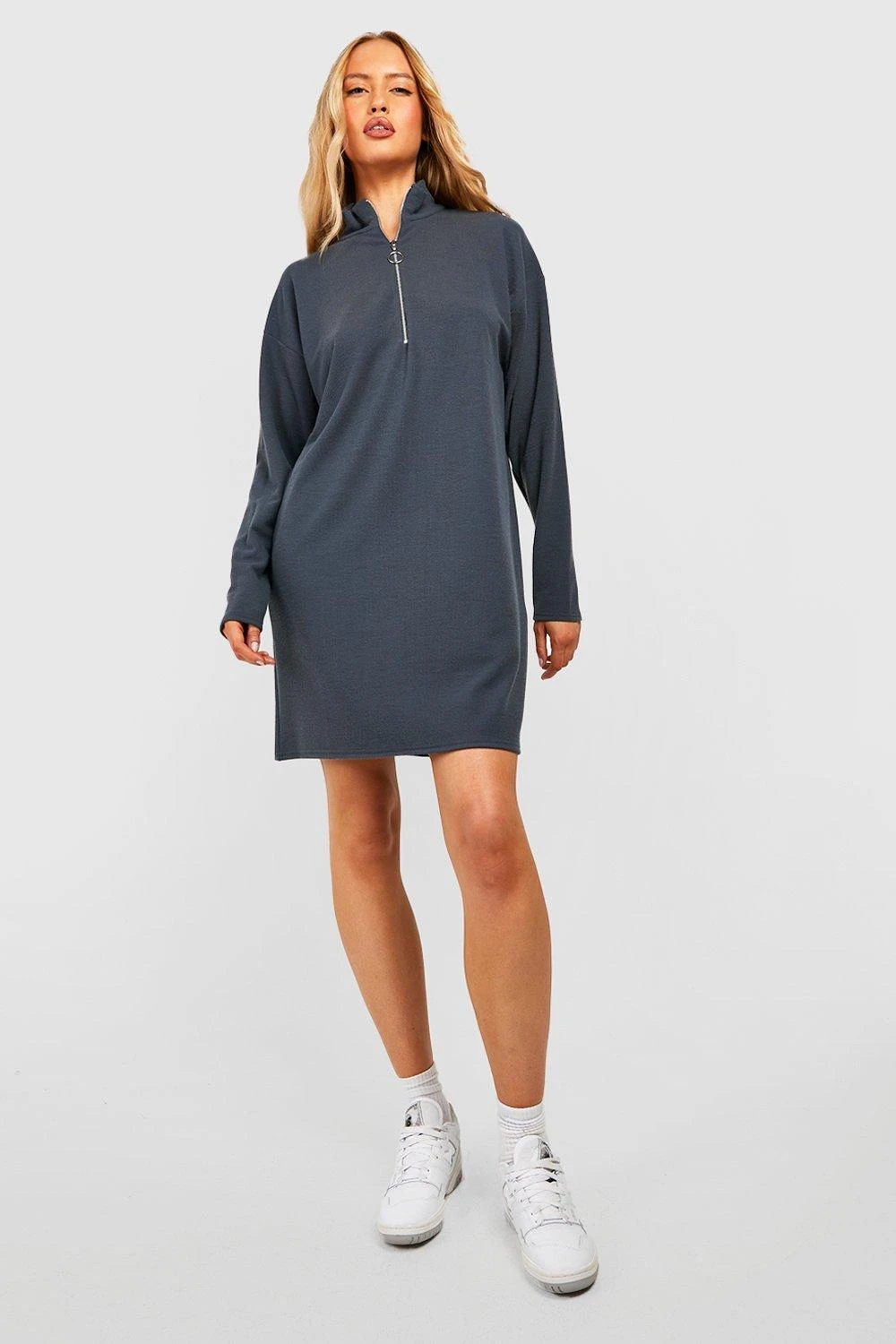 Tall - Robe Côtelée à Col Zippé 5 Tall - Robe Côtelée à Col Zippé – Image 3