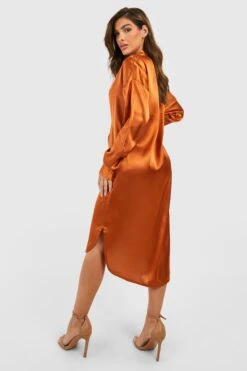 Robe Chemise Satinée -BOOHO Kleidung Magasin gzz47966 rust xl 1