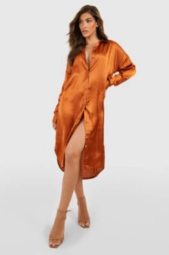 Robe Chemise Satinée -BOOHO Kleidung Magasin gzz47966 rust xl 2